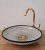 Picture of Fish Scales Mid Century Modern Bathroom Sink - Antique Bathroom Decor - Shallow Shape Ceramic Sink