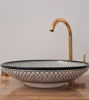 Picture of Fish Scales Mid Century Modern Bathroom Sink - Antique Bathroom Decor - Shallow Shape Ceramic Sink