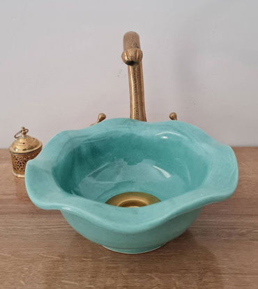 Picture of WAVY Turquoise Bathroom Vessel Sink