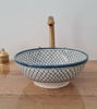 Picture of Teal Blue Handcrafted London Bathroom Basin - Modern Fish Scales Minimalist Design