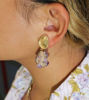 Picture of Amethyst Earrings Light Weight Gold Plated Dangling  Amethyst EarringS For Gifts Gold plated Stone Drop Earring