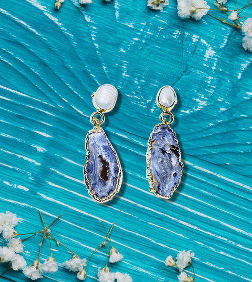 Picture of Amethyst and Freshwater Pearl Drop Earrings – Gifts for Her