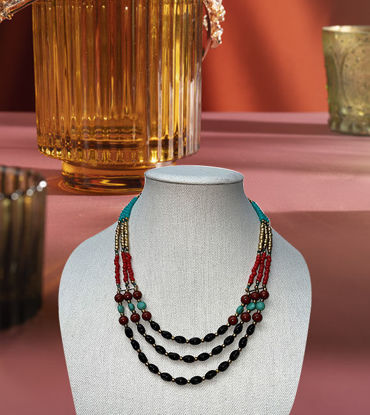 Picture of Bohemian Beaded Multi-strand Necklace for women Handcrafted Indian Artisan Made Jewelries Unique Bohemian Artisan Gifts for her