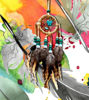 Native American-inspired dream catcher adorned with feathers and beads, serving as a spiritual guardian for restful sleep.