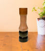 Elegant wooden vase with a brown top, designed for flowers or candles, highlighting traditional Channapatna artistry.