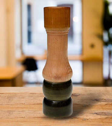 Handmade wooden vase with a brown top, serving as both a vase and candle holder, showcasing Channapatna craftsmanship.