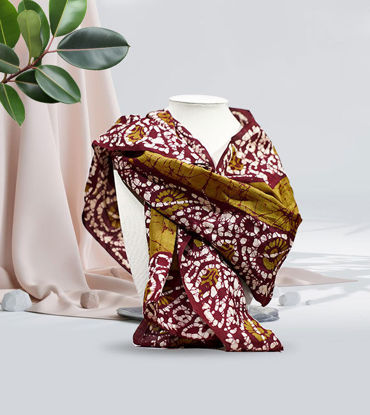 Picture of Hand-painted Peanut Brown Silk Shawl - Artisan-made Indian Scarf Gifts