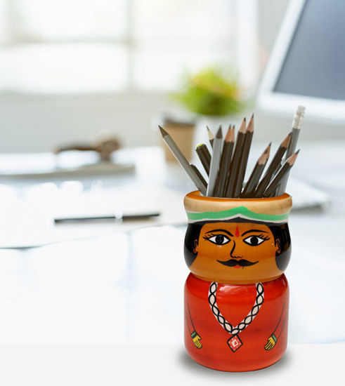 A playful pencil holder and decorative desk accent for kids.