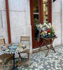 Picture of Cheerful floral mosaic round patio/garden tabletop; whimsical colorful flowered mosaic tabletop