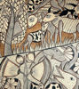 Picture of Wildlife and Jungle Life Bengal Patachitra Painting | 14"x22" Handmade Indian Folk Art on Paper with Herbal Colors