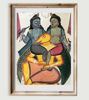 Handpainted Patachitra artwork featuring Lord Vishnu on Garuda, rich in cultural and spiritual themes.