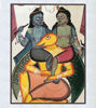 Framed painting depicting Lord Vishnu on Garuda, highlighting Bengal's folk art tradition.