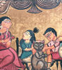 Picture of Indian Village Gossip Scene Patachitra Painting | Bengal Folk Art Painting on Handmade Paper | 22"x28" | Herbal & Natural Colors