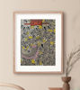 Hand-painted Bengal Patachitra fish artwork on yellow background, showcasing vibrant colors and intricate detailing, 22x14 inches.