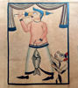  Vibrant Bengal Pattachitra painting depicting a man with a fish, reflecting traditional Indian folk art and storytelling.