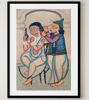 Hand-painted Bengal Patachitra artwork depicting a loving couple, celebrating tenderness and cultural heritage.