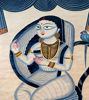 Picture of Bengal Patachitra Folk Art—Graceful Lady with a Parrot | 22" x 14" | Natural Colors on Paper | Handpainted Wall Decor