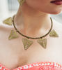 Picture of Triangled Metal Necklace and Earring Set Indian Handmade Metal Traditional Jewelries Artistic Metal Ornaments - Dhokra Jewelry