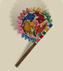 Decorative hand fan with colorful fish patterns, crafted in Bengal Pattachitra style, perfect for home decor and gifting.